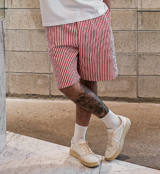 (L-5XL)<BR>타티 Stripe Banding Shorts