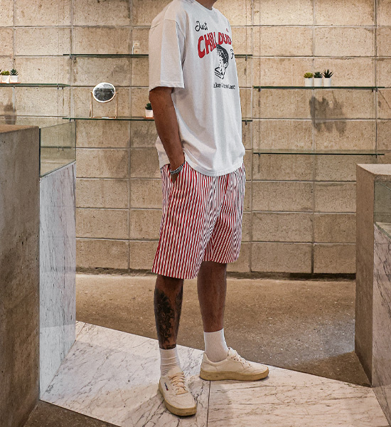 (L-5XL)<BR>타티 Stripe Banding Shorts