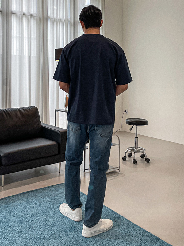 (L-4XL)<BR>휘호 Slim Fit Hidden banding denim pants RA-1067