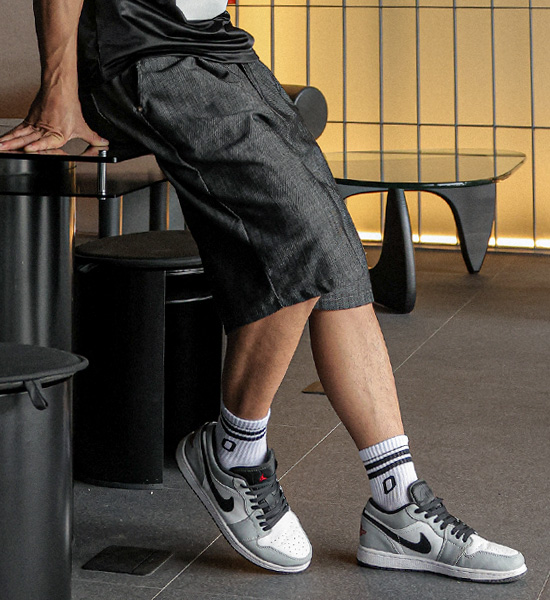 (L-5XL)<BR>란츠보 7부 Linen Non-wash jeans 뒷밴딩팬츠