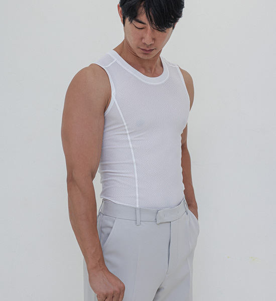 (L-5XL)<BR>마크타퍼 correction sleeveless shirt<br><font color="#fb5ec9"><B>[1+1]</B></font>