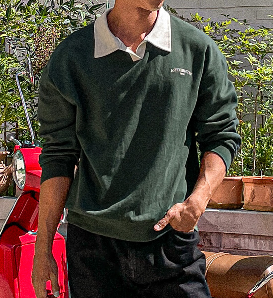 (L-5XL)<BR>마나드 collar sweatshirt