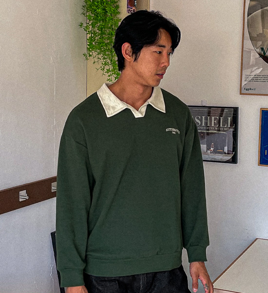 (L-5XL)<BR>마나드 collar sweatshirt