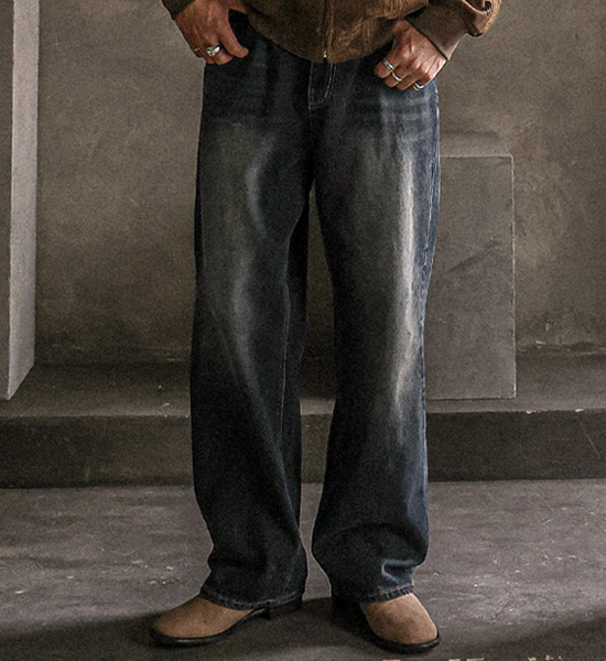 (S-4XL)<br>탄바드 Semi-wide fit denim pants 413