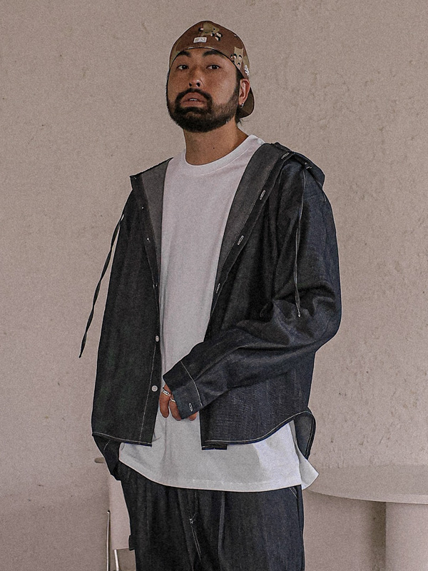(L-5XL)<BR>뷰니시 Non-wash jeans hooded shirt
