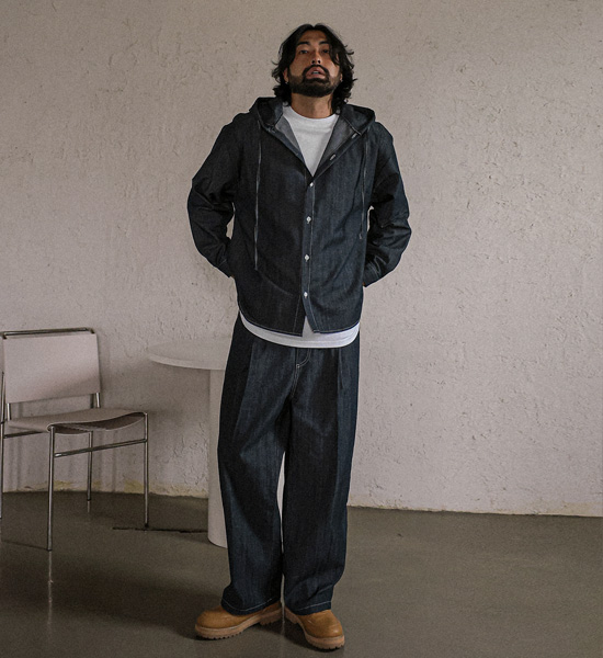 (L-5XL)<BR>뷰니시 Non-wash jeans hooded shirt