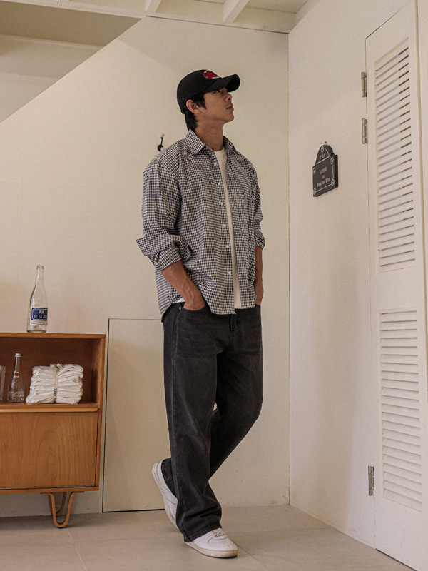 (2XL-5XL)<BR>해티드 checkered shirt