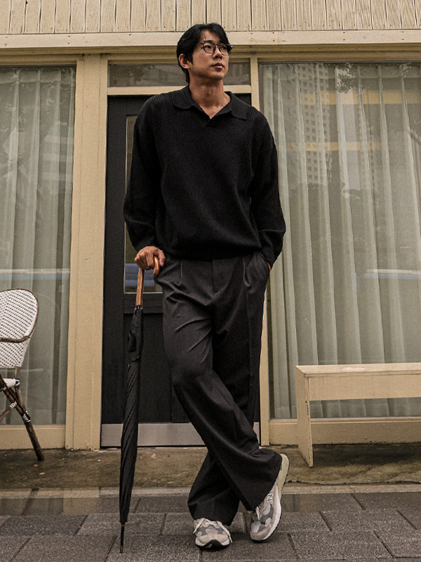 (XL-6XL)<BR>피포다 open collar knitwear 3302