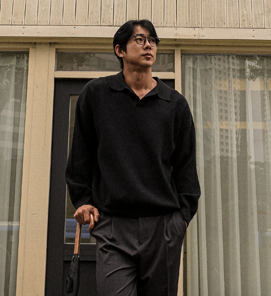 (XL-6XL)<BR>피포다 open collar knitwear 3302