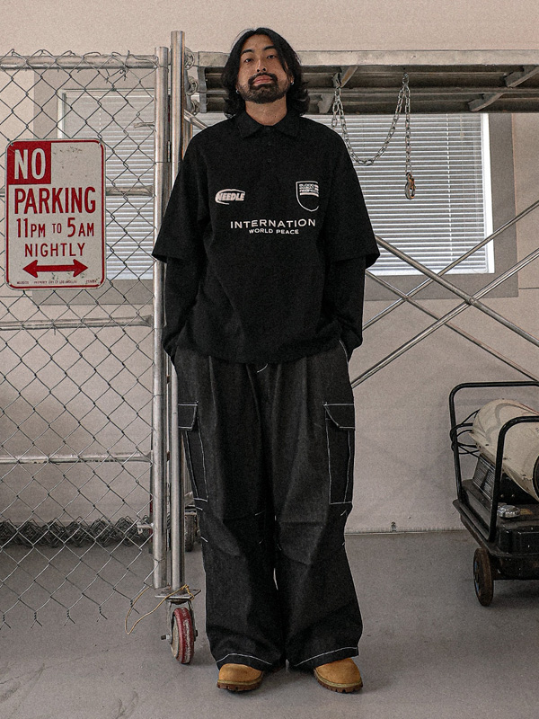 (XL-6XL)<BR>키자디 Non-wash jeans wide fit cargo-banding pants