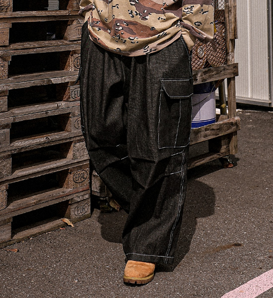 (XL-6XL)<BR>키자디 Non-wash jeans wide fit cargo-banding pants