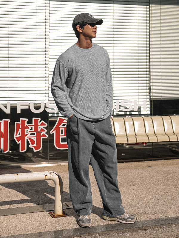 (S-5XL)<BR>하비턴 wide fit banding pants Z1443