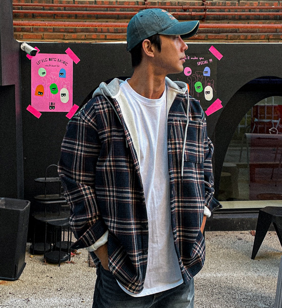 (L-5XL)<BR>소드머 hooded checkered shirt 133