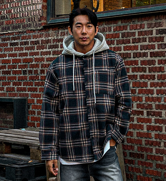 (L-5XL)<BR>소드머 hooded checkered shirt 133