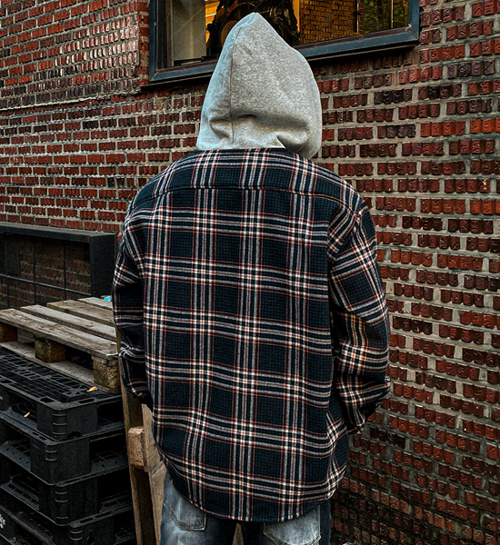 (L-5XL)<BR>소드머 hooded checkered shirt 133