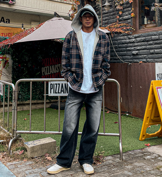 (L-5XL)<BR>소드머 hooded checkered shirt 133