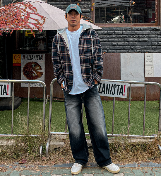 (L-5XL)<BR>소드머 hooded checkered shirt 133