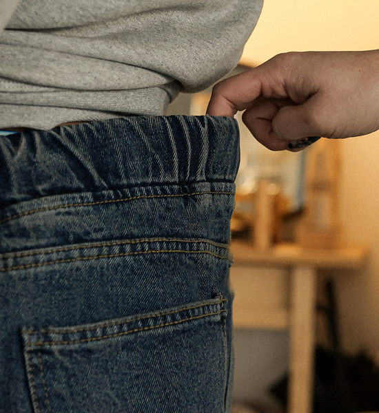 (XL-6XL)<BR>루알딘 Semi-wide fit denim banding pants RA-1072