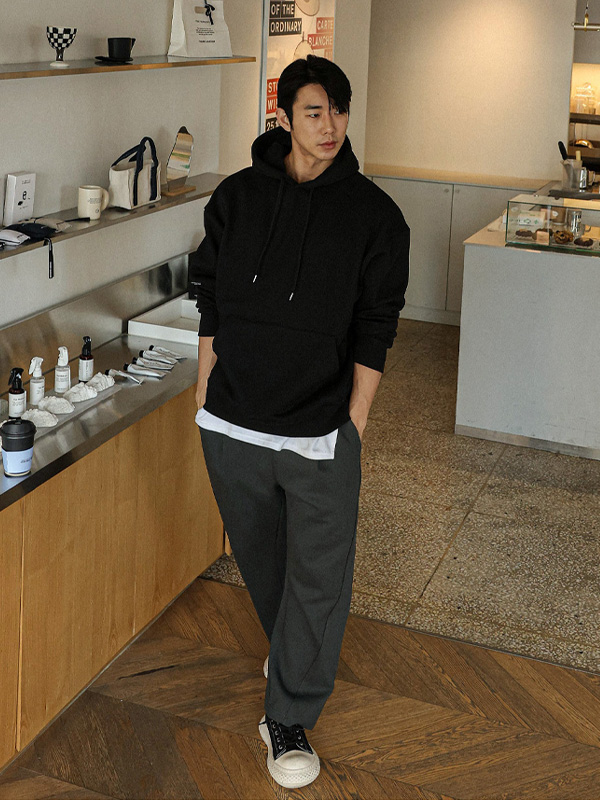 (M-6XL)<BR>올드루 Semi-wide fit banding pants <br><font color="#098a09"><B>Select length (Basic,Long+8cm)</B></font>