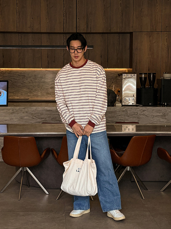 바티라수 stripe a long-sleeved t-shirt