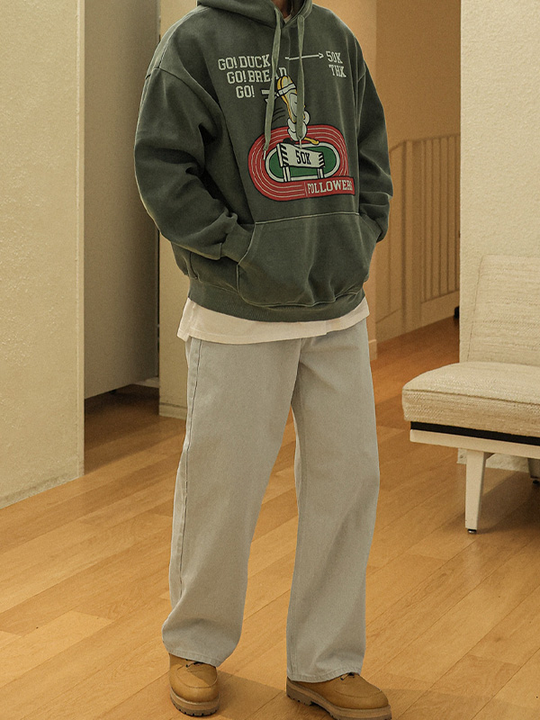 (S-5XL)<BR>모타라 Semi-wide fit pigment banding pants D575