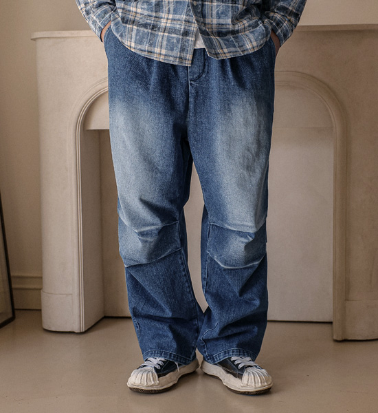 (XL-6XL)<BR>콘다바 Semi-wide fit denim banding pants