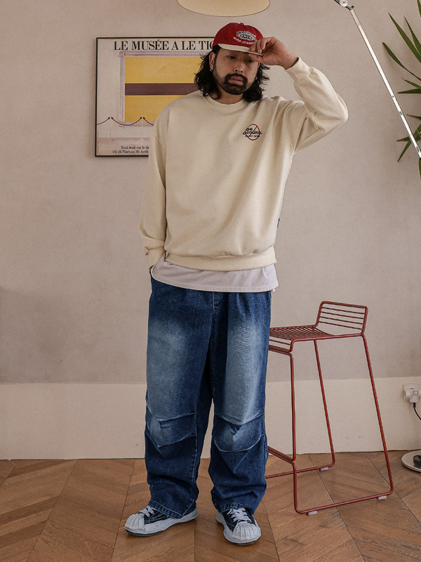 (XL-6XL)<BR>콘다바 Semi-wide fit denim banding pants