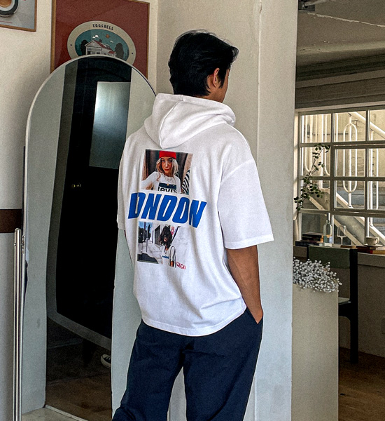 (XL~6XL)<br>러스핀 LONDON hooded short-sleeved shirt