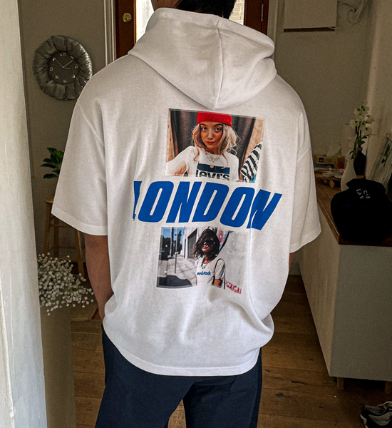 (XL~6XL)<br>러스핀 LONDON hooded short-sleeved shirt