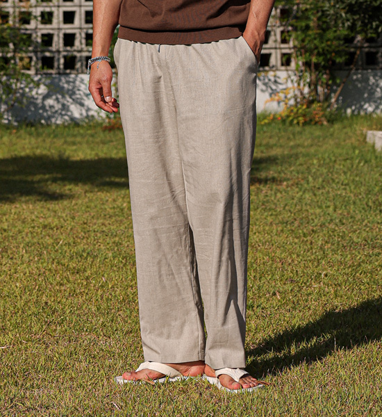 (M-5XL)<BR>듀티 Semi-wide fit linen banding pants 80