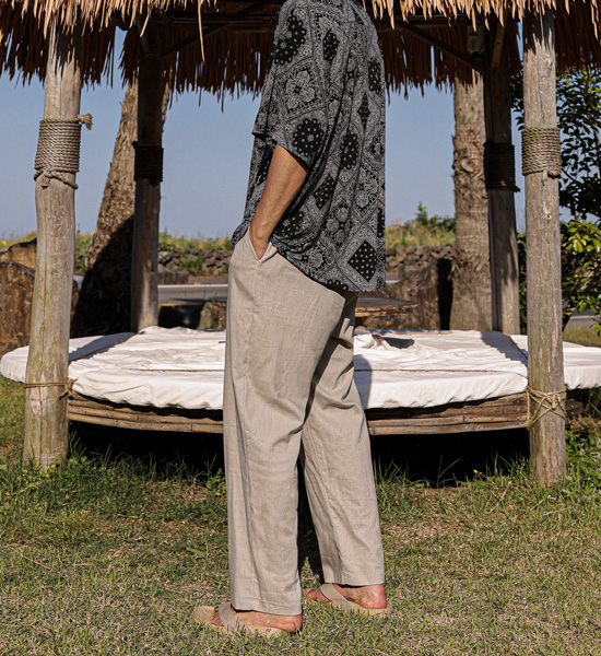 (M-5XL)<BR>듀티 Semi-wide fit linen banding pants 80