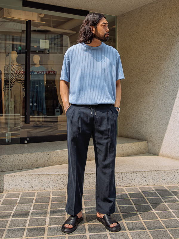 (L-4XL)<br>큐텔라 ribbed Short-sleeve Knit
