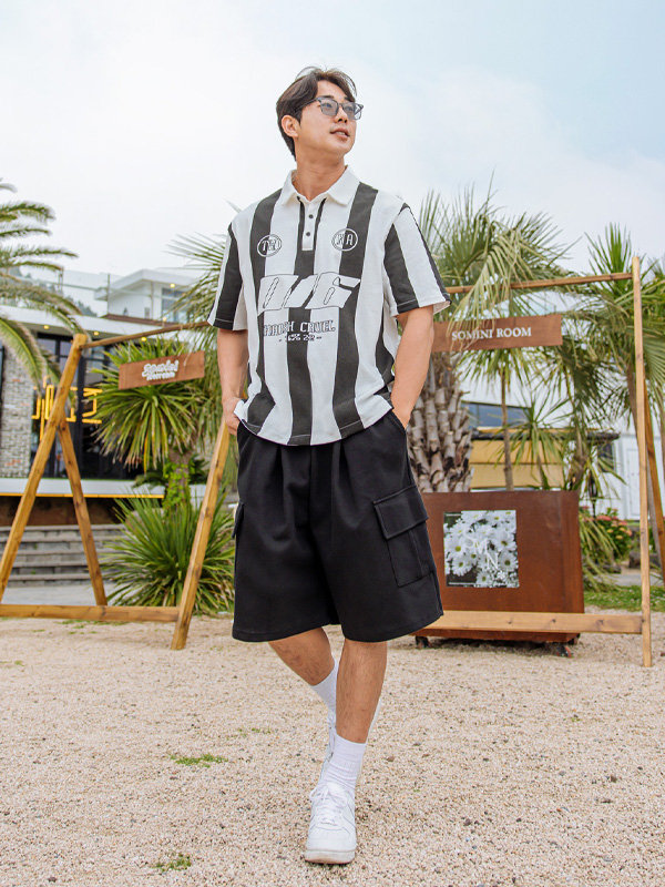 (XL~4XL)<br>시리얼 016나염 short-sleeved collar T-shirt