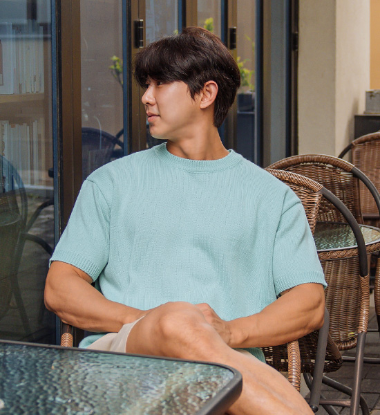 (L-5XL)<br>헤이미쉬 short-sleeved knitwear