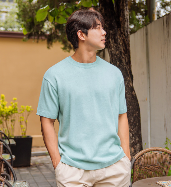 (L-5XL)<br>헤이미쉬 short-sleeved knitwear