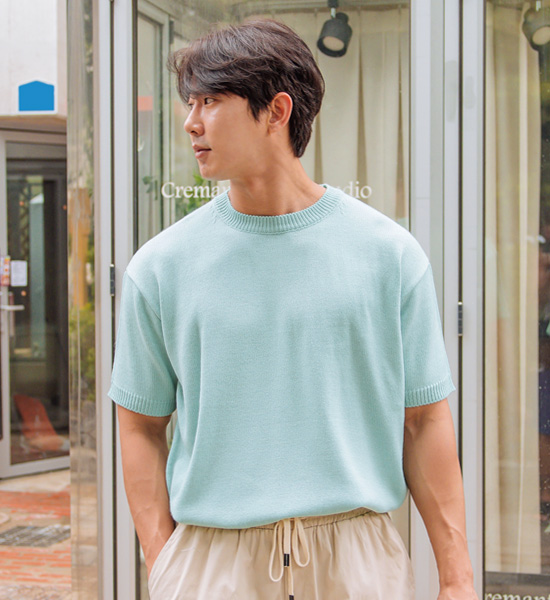 (L-5XL)<br>헤이미쉬 short-sleeved knitwear