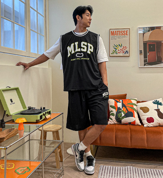 (XL-4XL)<br>모찰리 Sleeveless shirts+난디망 Banding Shorts