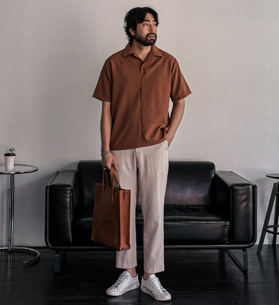 (L-5XL)<BR>자니콜 Open Collar Short T shirts