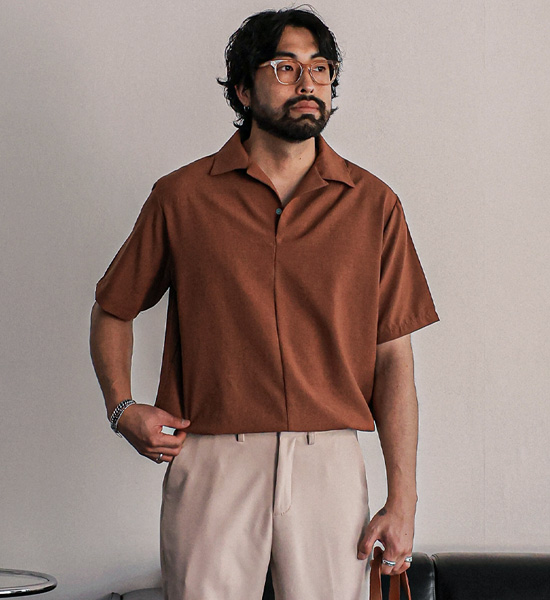 (L-5XL)<BR>자니콜 Open Collar Short T shirts
