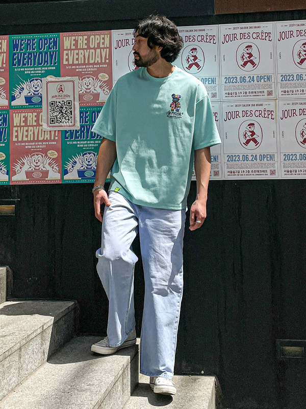 (L-5XL)<BR>플라워베어 Short T shirts