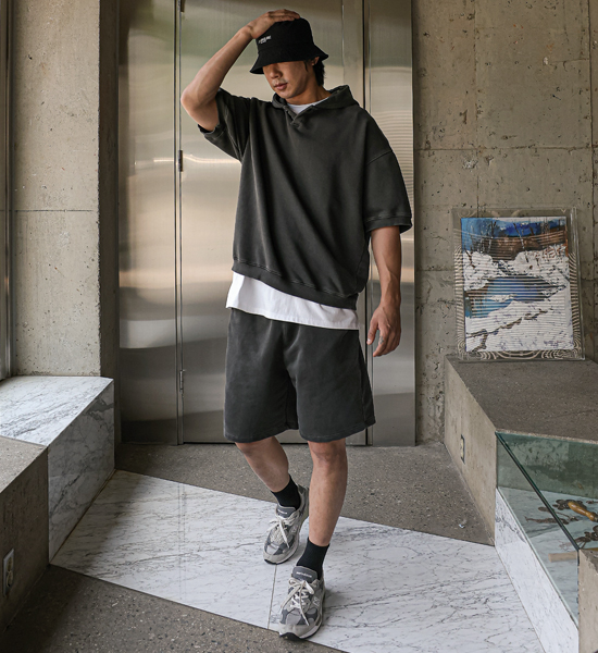 (3XL-6XL)<BR>로나이프 short-sleeved hoodie+스턴하버 Banding Shorts