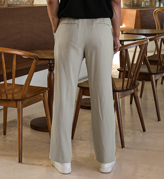 (2XL-5XL)<BR>아주드 Semi-wide fit Back banding linen slacks