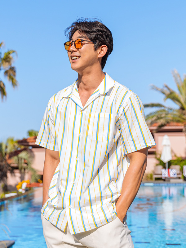 (XL-6XL)<br>코나얀 Open Collar short-sleeved shirt