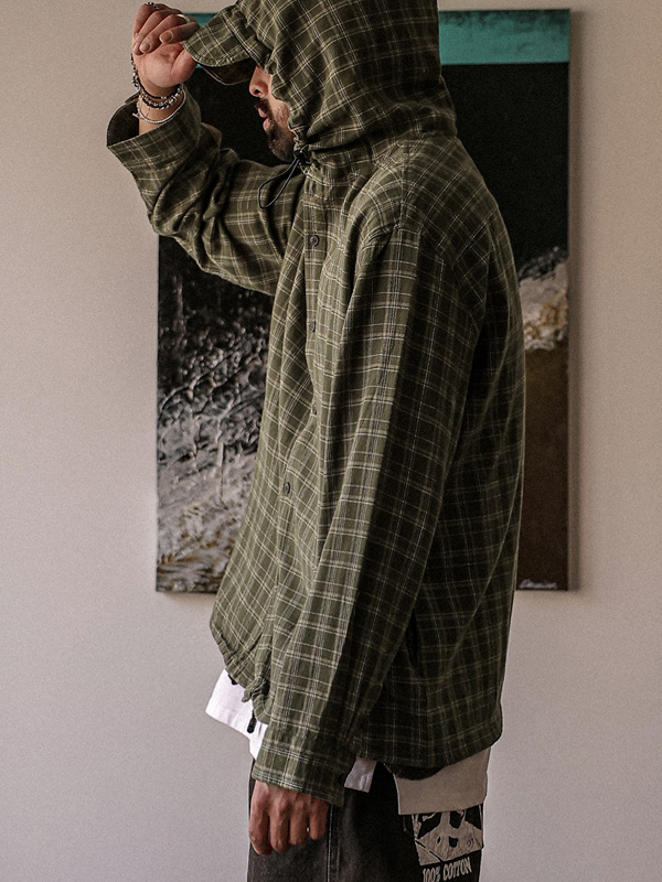 (M-2XL)<BR>라마조디 hooded checkered shirt 611