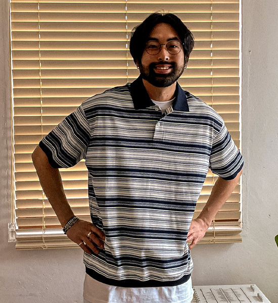 (XL-6XL)<BR>알모라 Stripe short-sleeved collar T-shirt Q88955