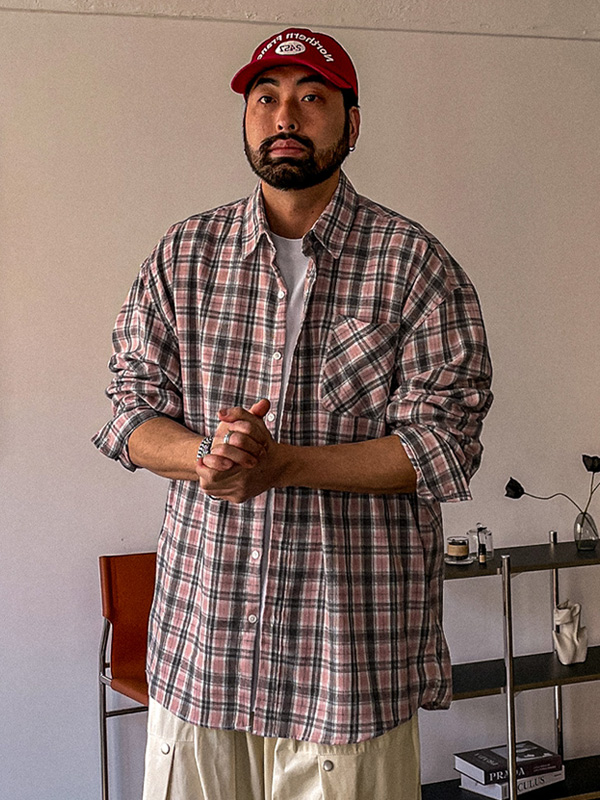 (L-5XL)<BR>다드린 checkered shirt N002