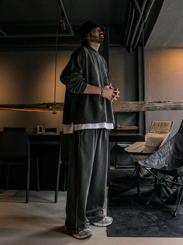 (XL-5XL)<br>자인트노 pigment man-to-man T+미노로트 와이드핏<br>pigment banding pants