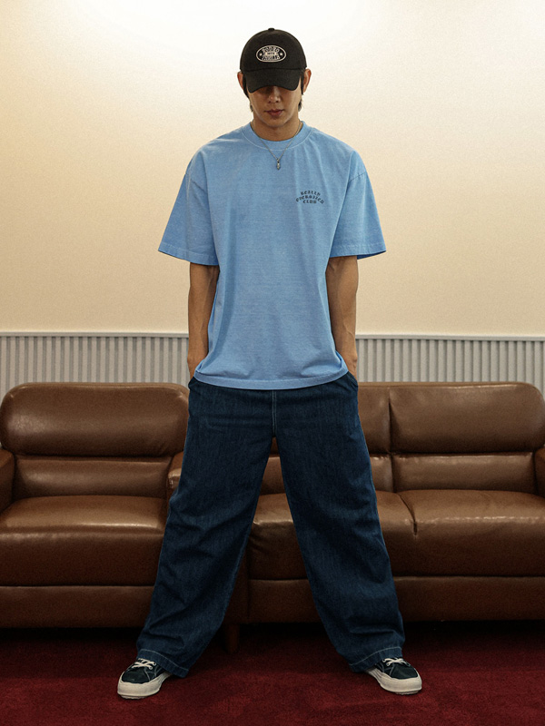 (M-5XL)<BR>파에트 Semi-wide fit denim banding pants D579