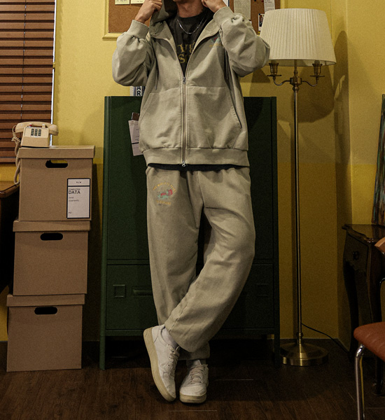 (XL-4XL)<BR>루킨스 pigment banding jogger pants