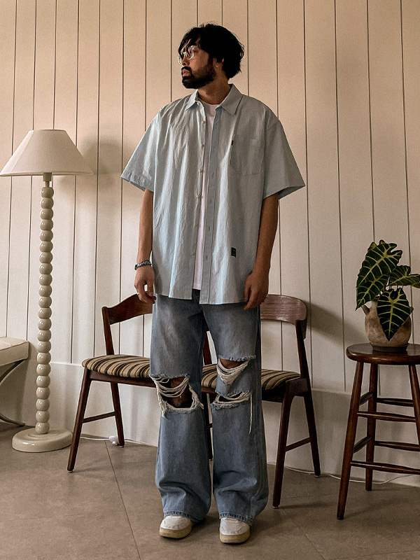 (S-5XL)<BR>알파하 Semi-wide fit denim pants